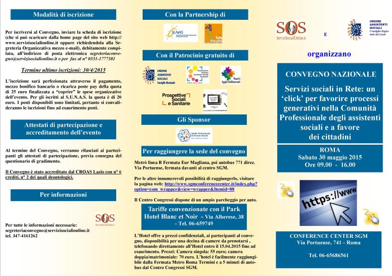 pieghevole convegno S.O.S. 30 maggio 2015 lato a