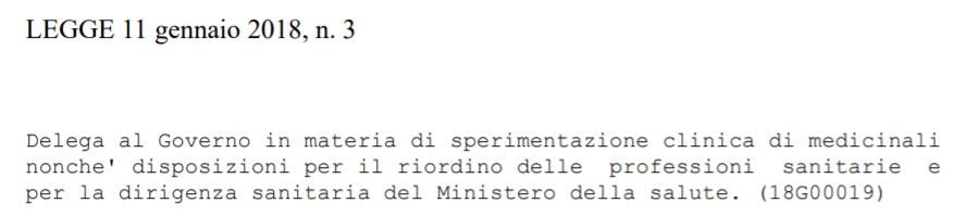 legge 3 2018 profess
